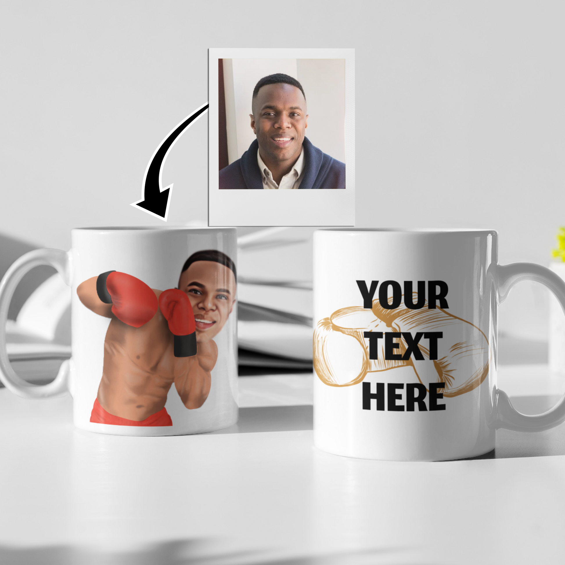 Funny personalised boxer mug with customer's photo