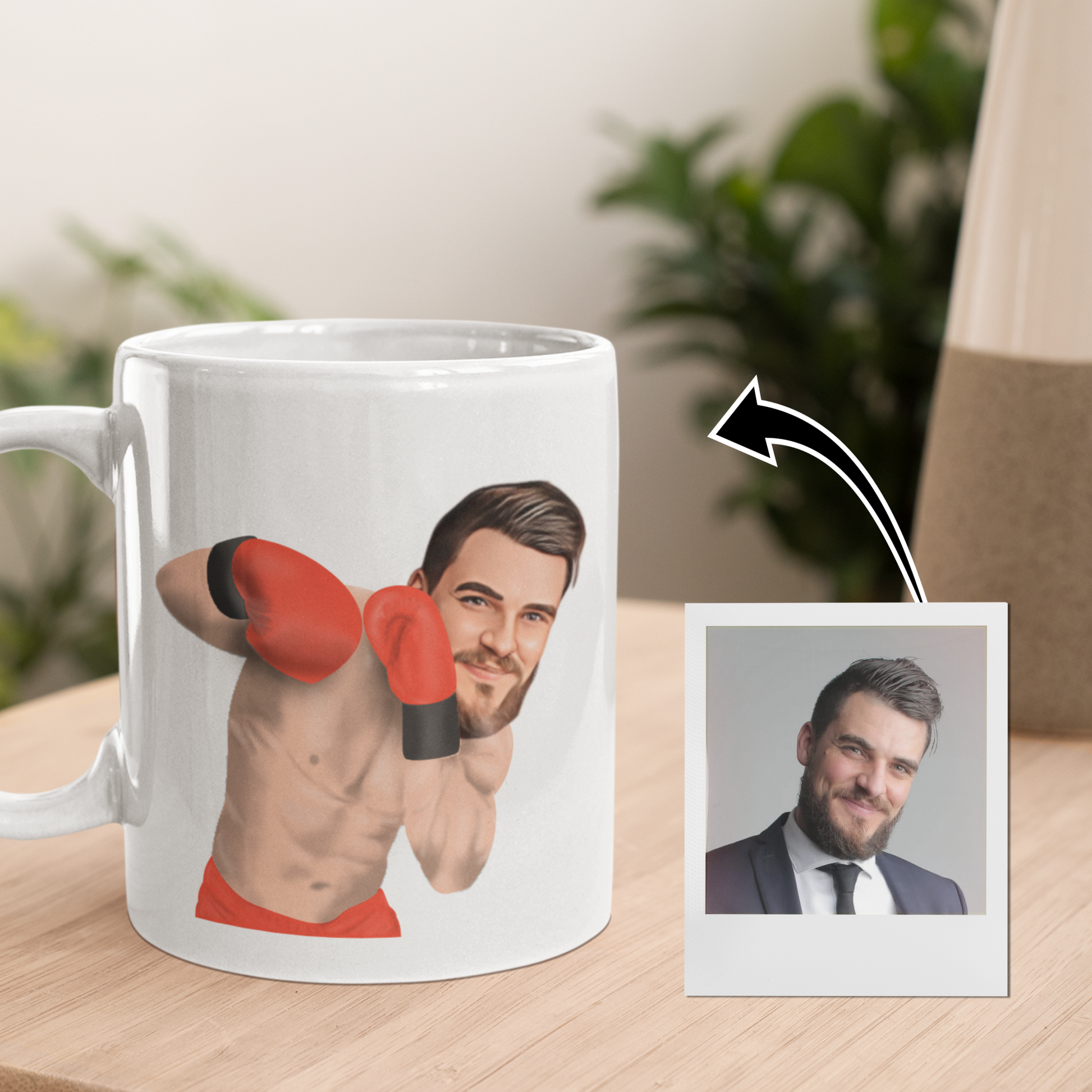 Funny personalised boxer mug with customer's photo