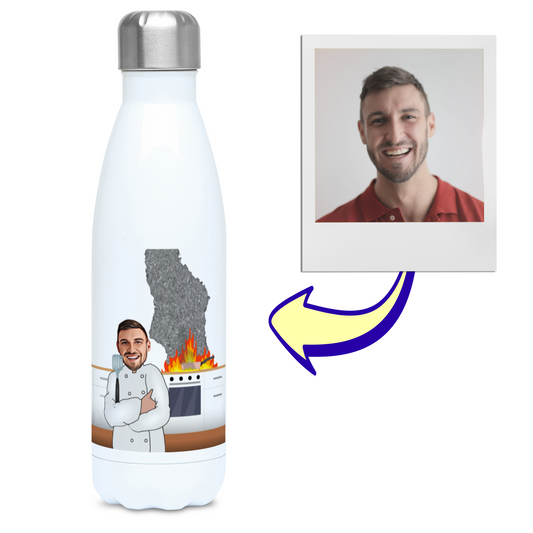 Funny Chef Kitchen Fire Flask - Custom Photo 500ml Water bottle