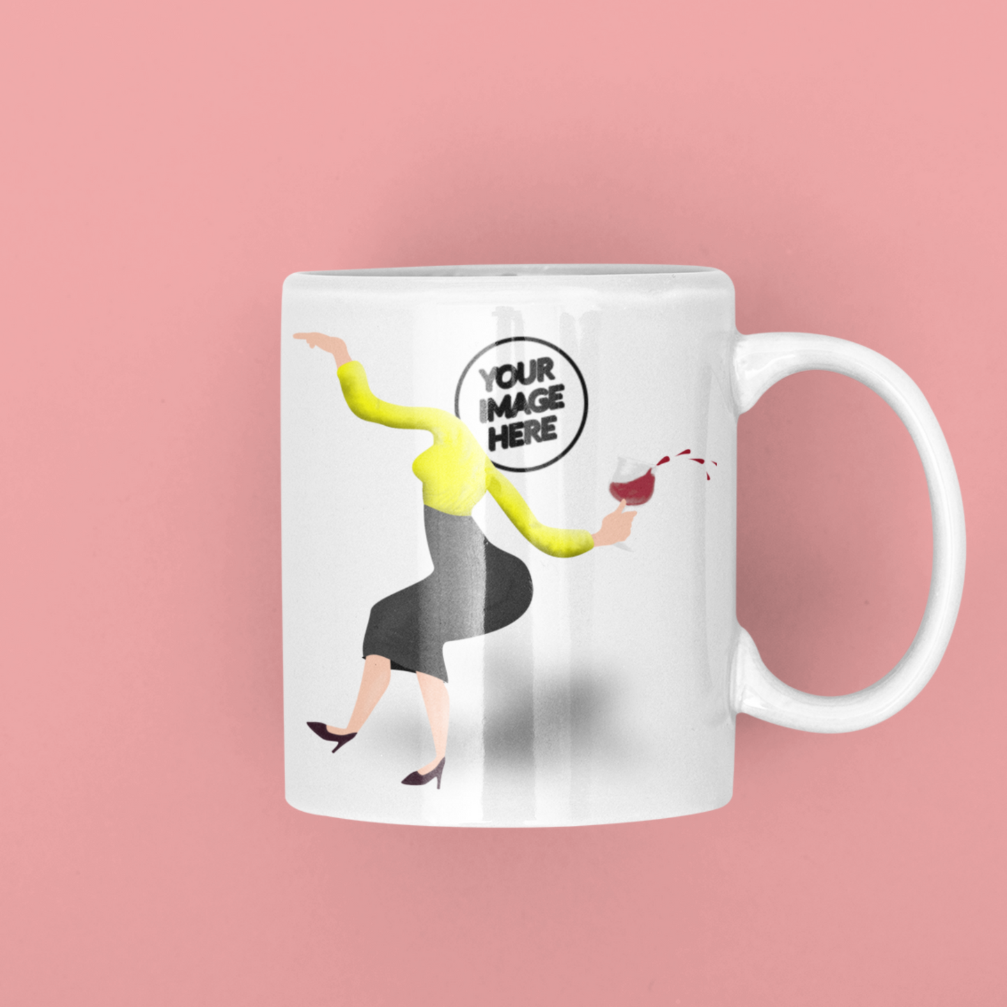 Funny Drunken Women Spilling Wine Mug
