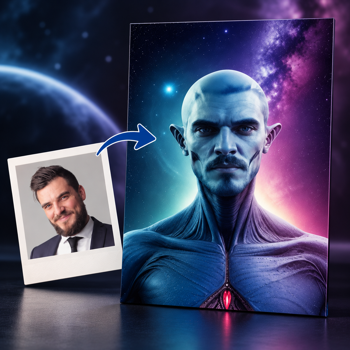 Alien Portrait - Otherworldly Being | Custom Sci-Fi Photo Gift