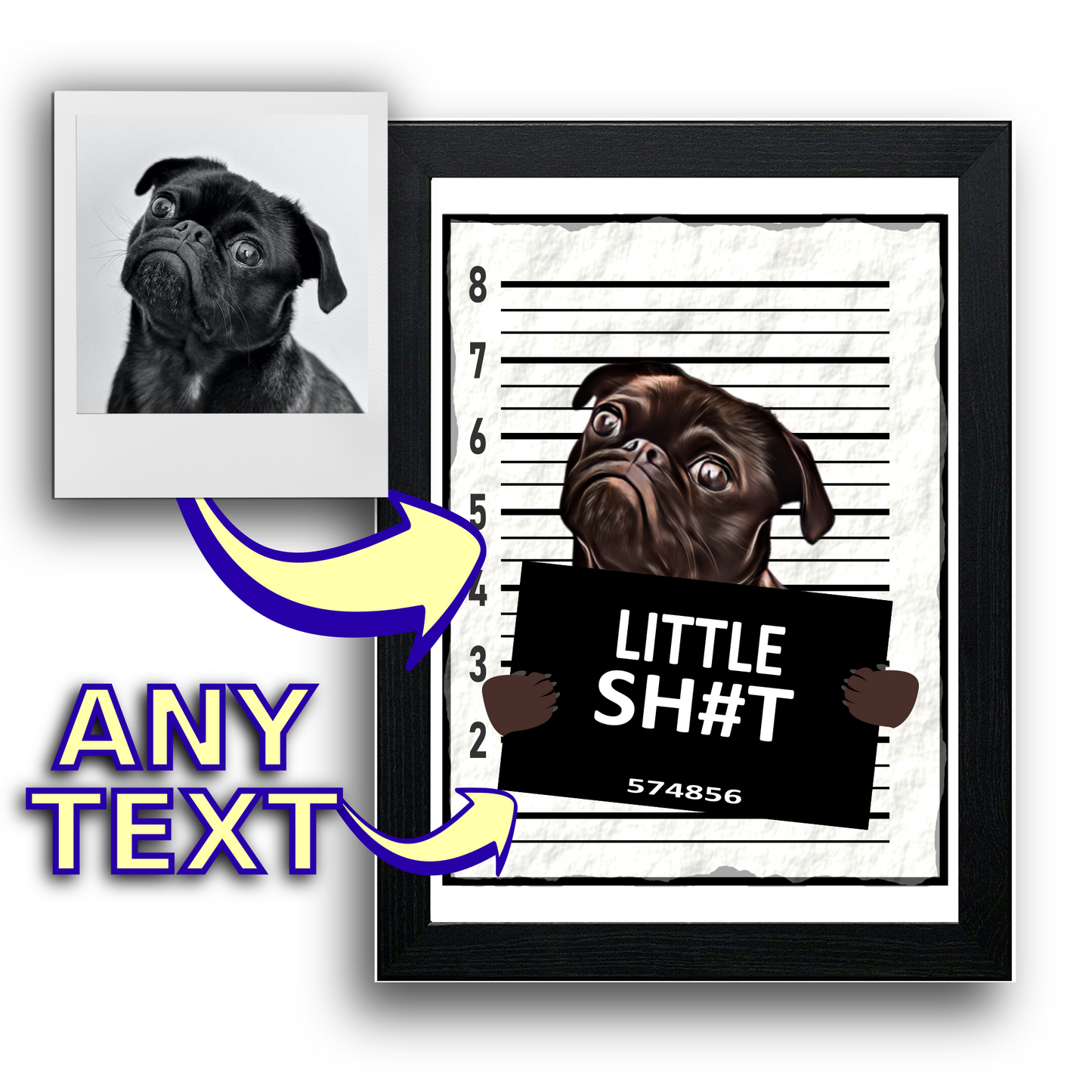 Funny Pet Prison Mug Shot Portrait | Your Pet - Cat/Dog - Fine Art Print