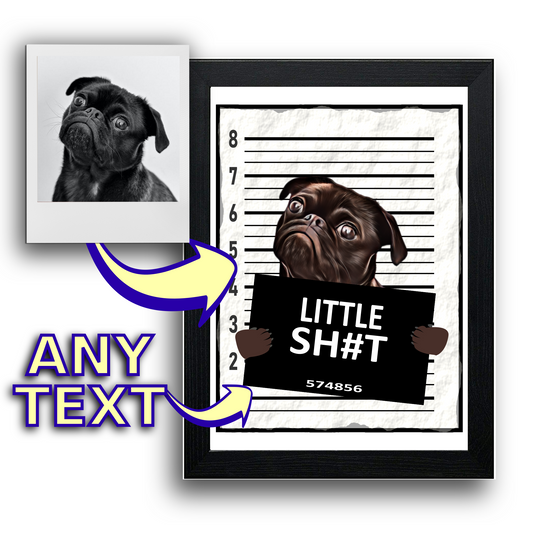 Funny Pet Prison Mug Shot Portrait | Your Pet - Cat/Dog - Fine Art Print