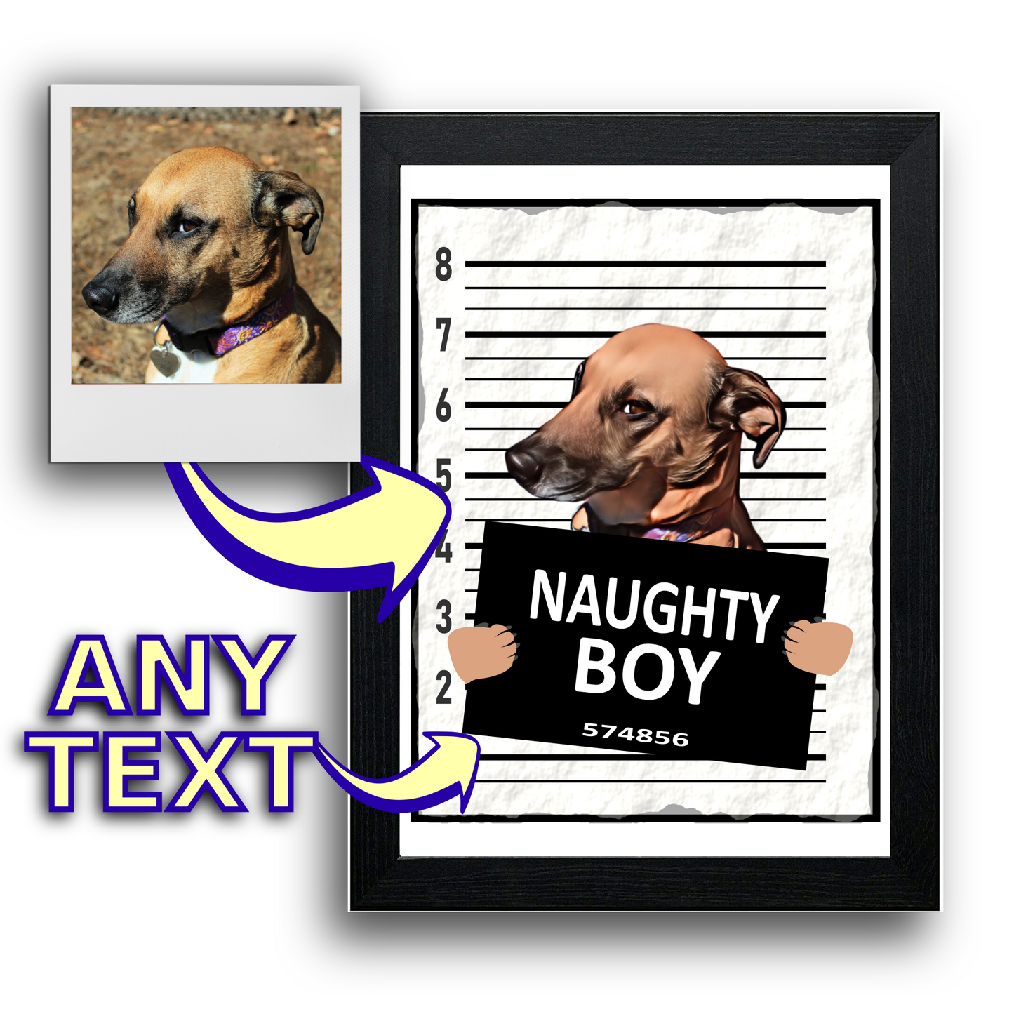 Funny Pet Prison Mug Shot Portrait | Your Pet - Cat/Dog - Fine Art Print