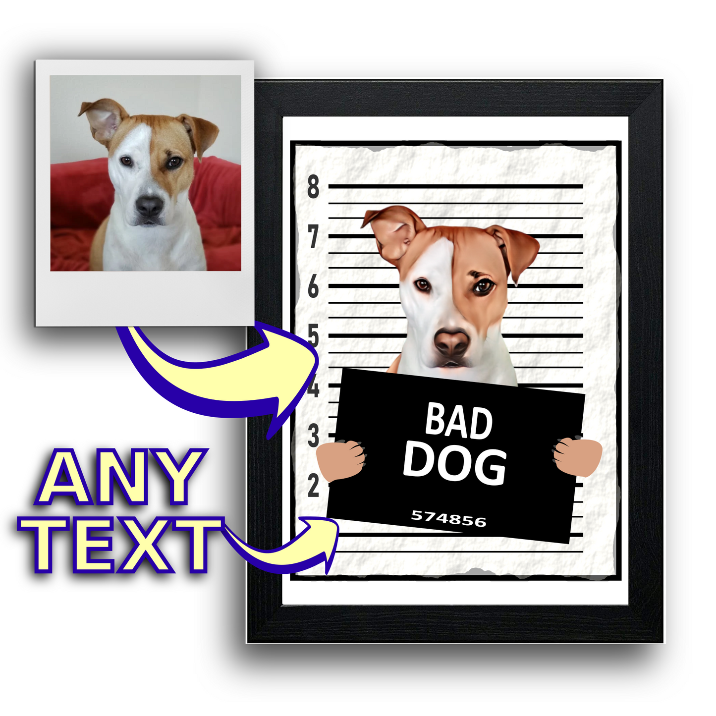 Funny Pet Prison Mug Shot Portrait | Your Pet - Cat/Dog - Fine Art Print