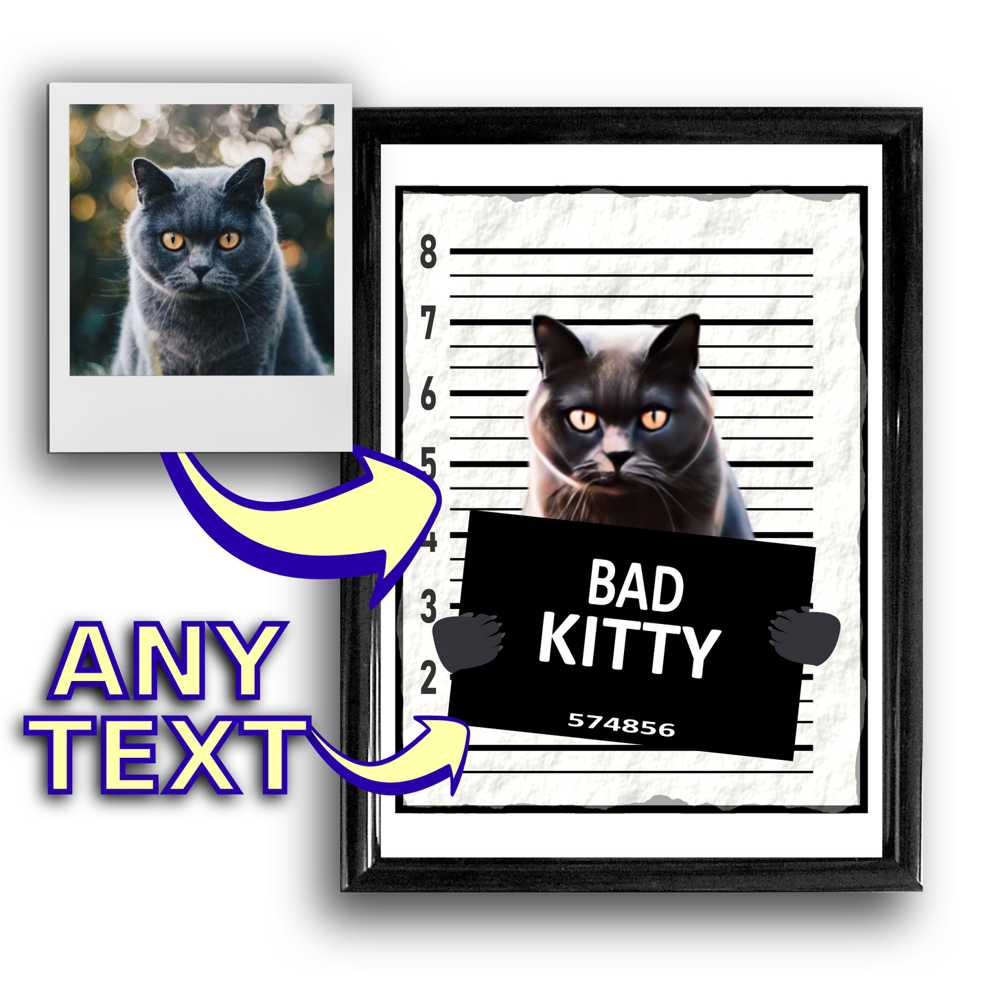 Funny Pet Prison Mug Shot Portrait | Your Pet - Cat/Dog - Fine Art Print