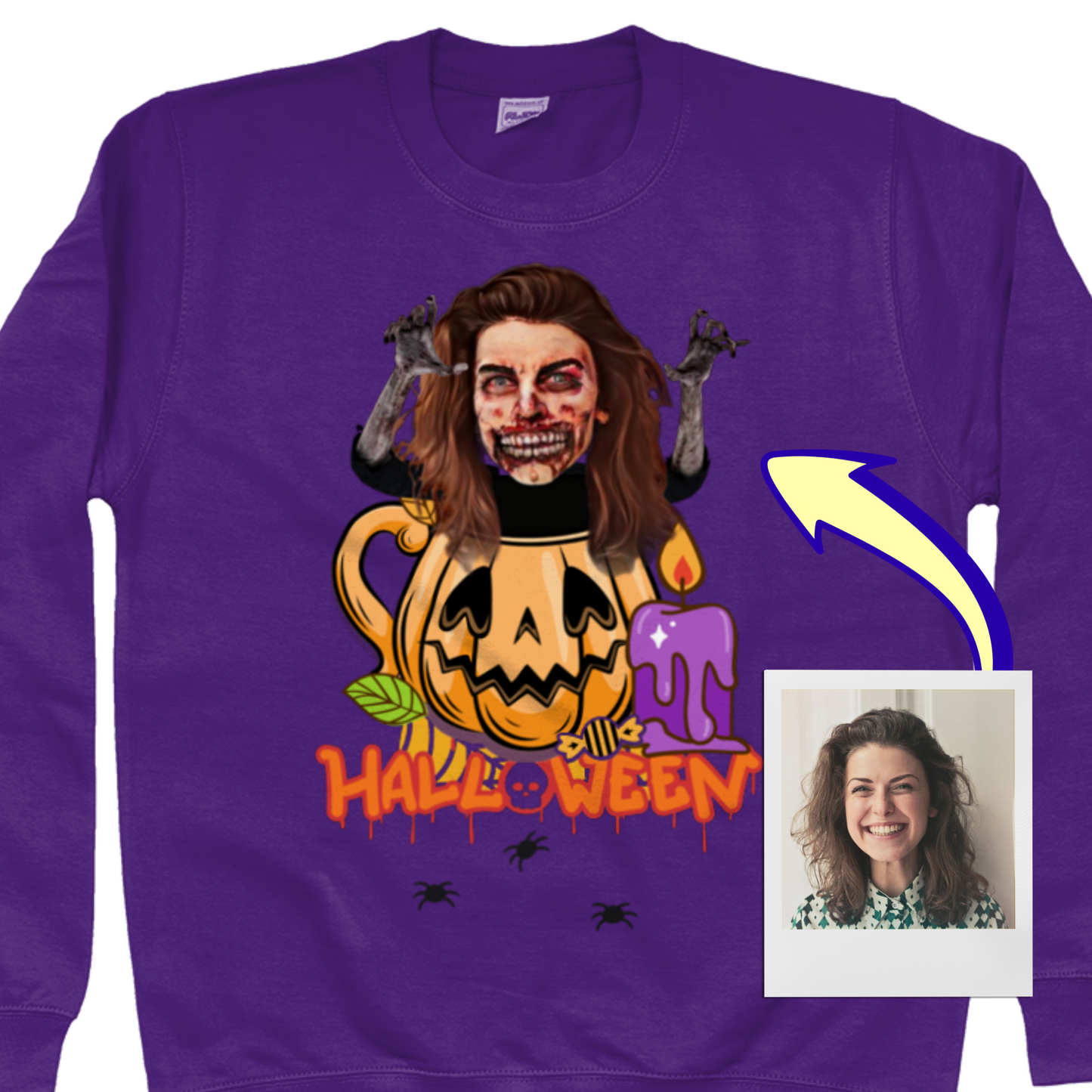 Zombie Halloween Pumpkin Sweatshirt | Funny Trick or Treat - Halloween Party Jumper / Sweater