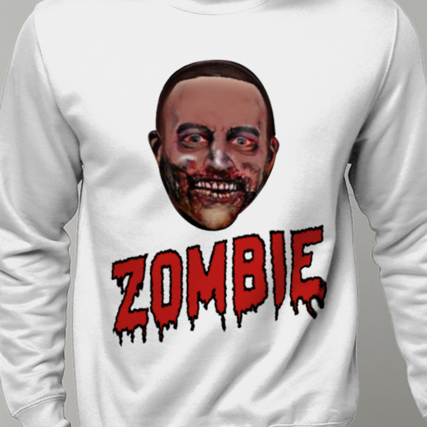 Zombie Face Halloween Sweatshirt | Funny Trick or Treat - Halloween Party Jumper / Sweater