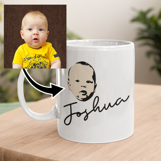 personalised mug with cute baby photo