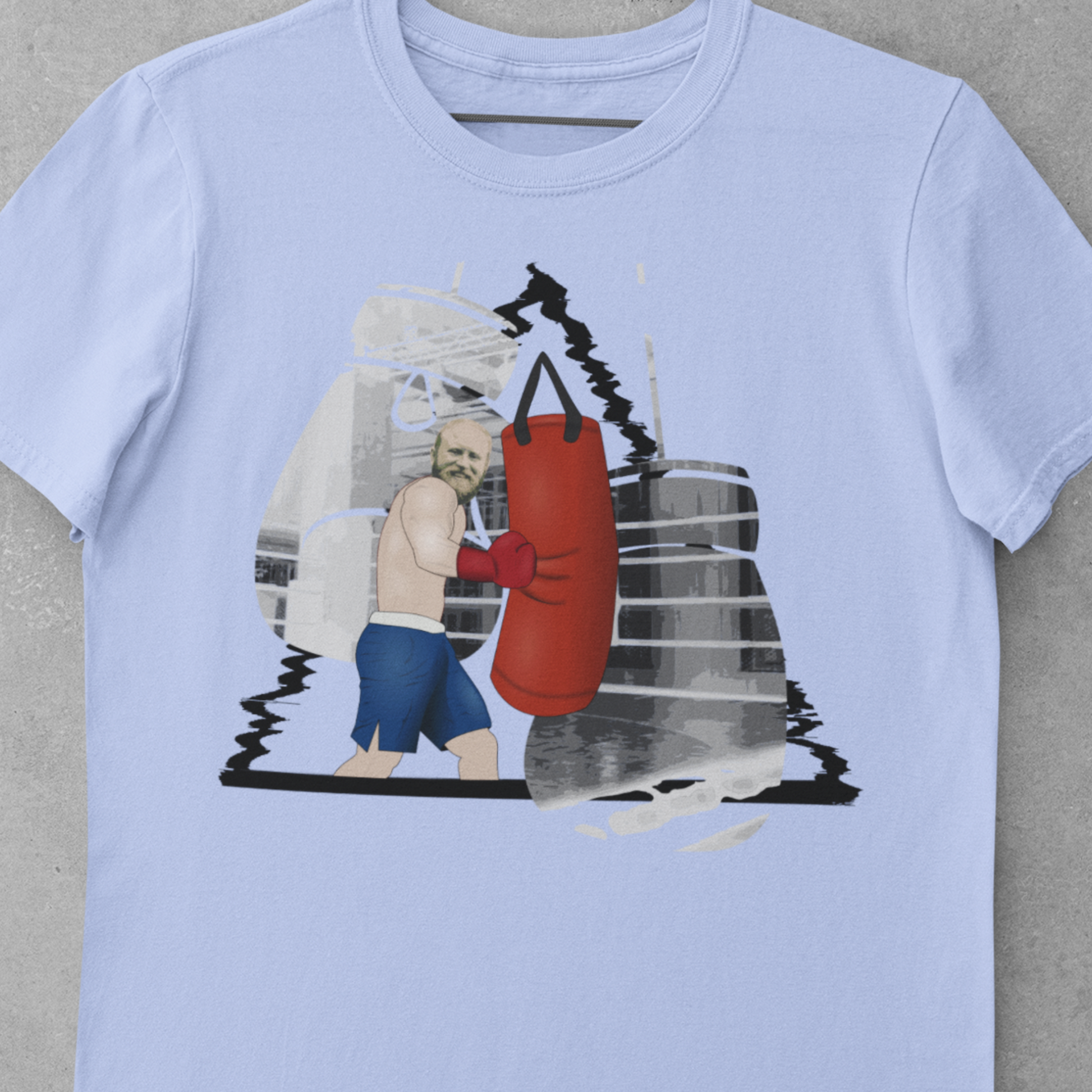 personalised photo t-shirt with a boxer punching a punch bag