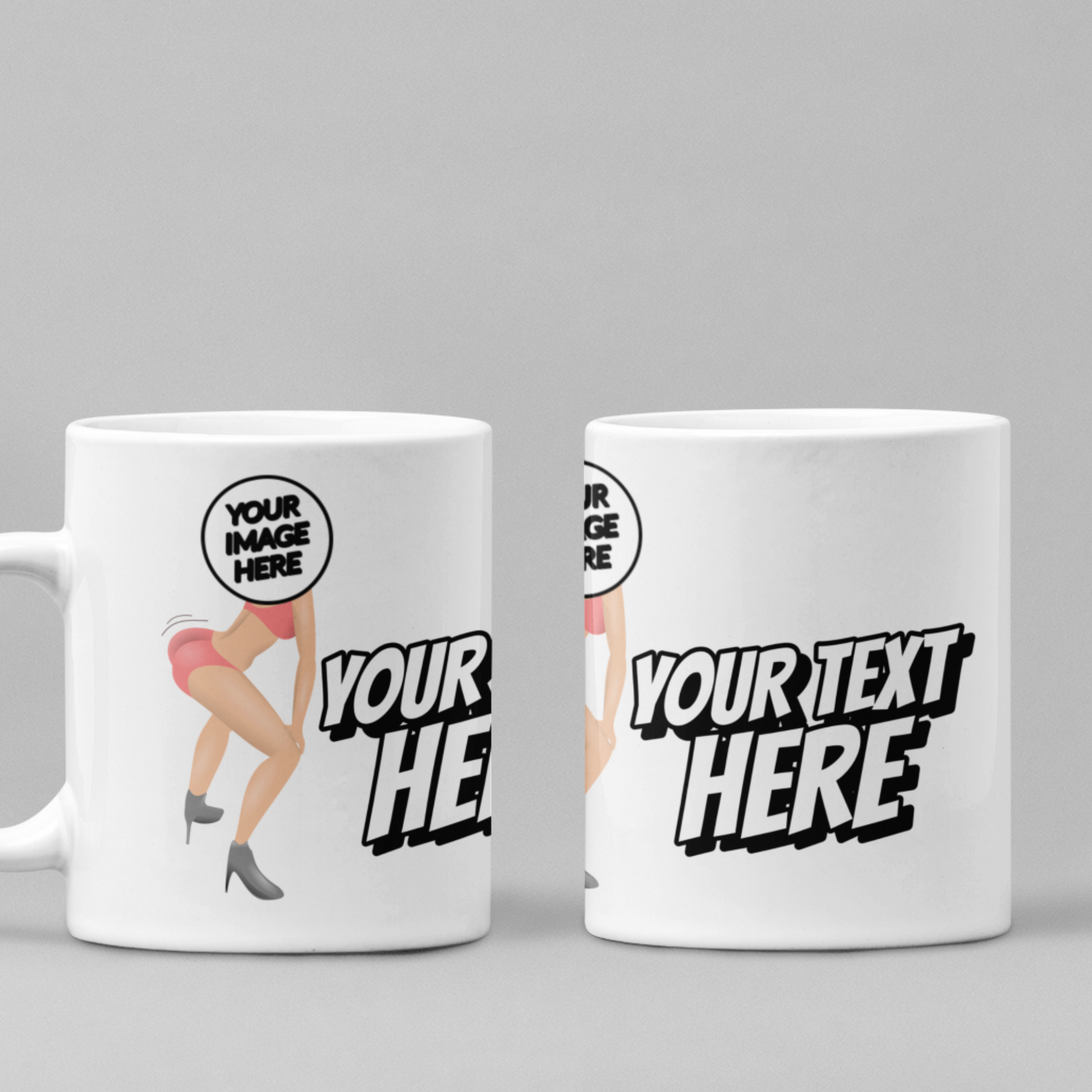 funny personalised photo mug of a woman twerking showing "your image here"