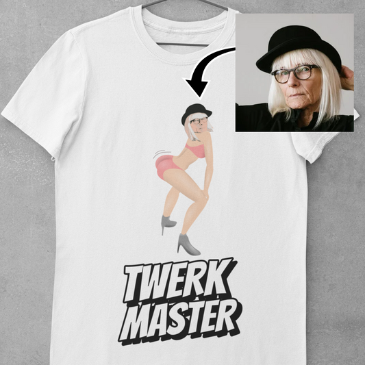 funny personalised photo t-shirt of a woman twerking