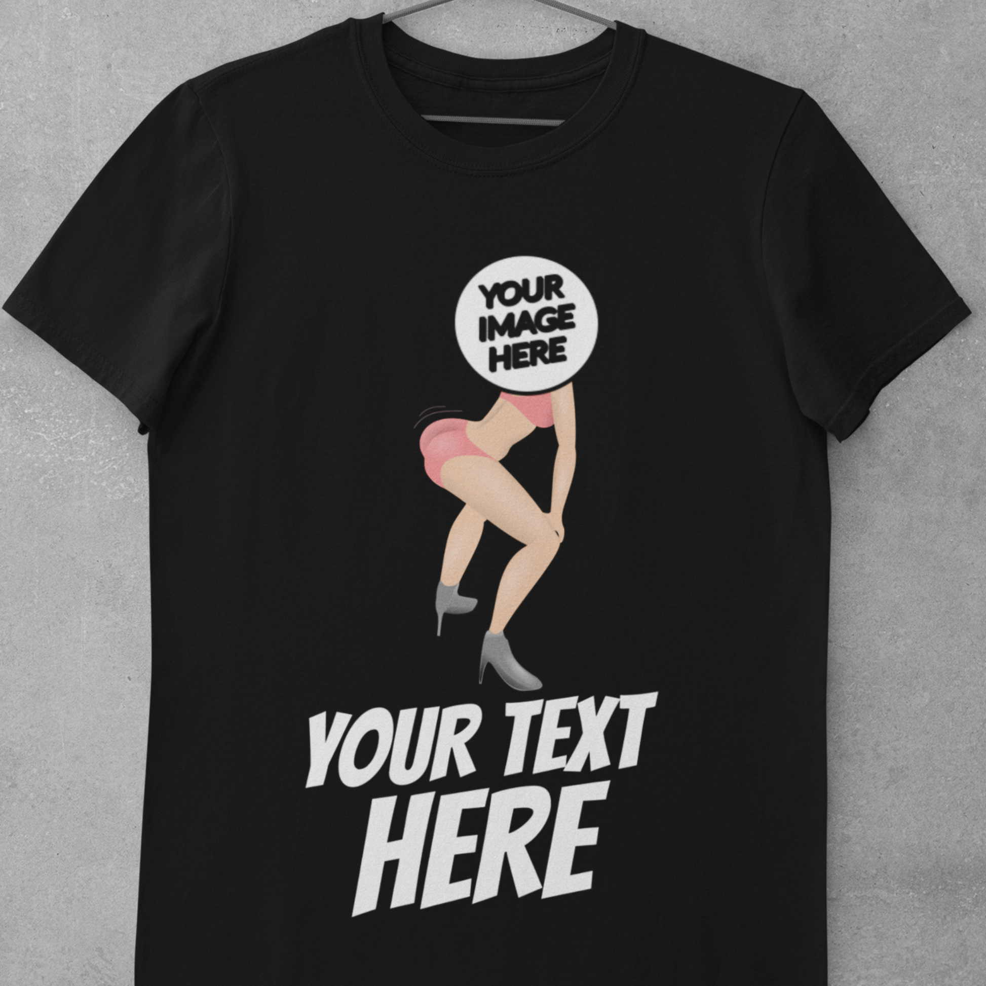 funny personalised photo t-shirt of a woman twerking showing "your image here"