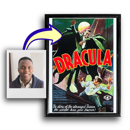 Custom Face Dracula-Inspired Movie Poster