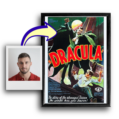 Custom Face Dracula-Inspired Movie Poster