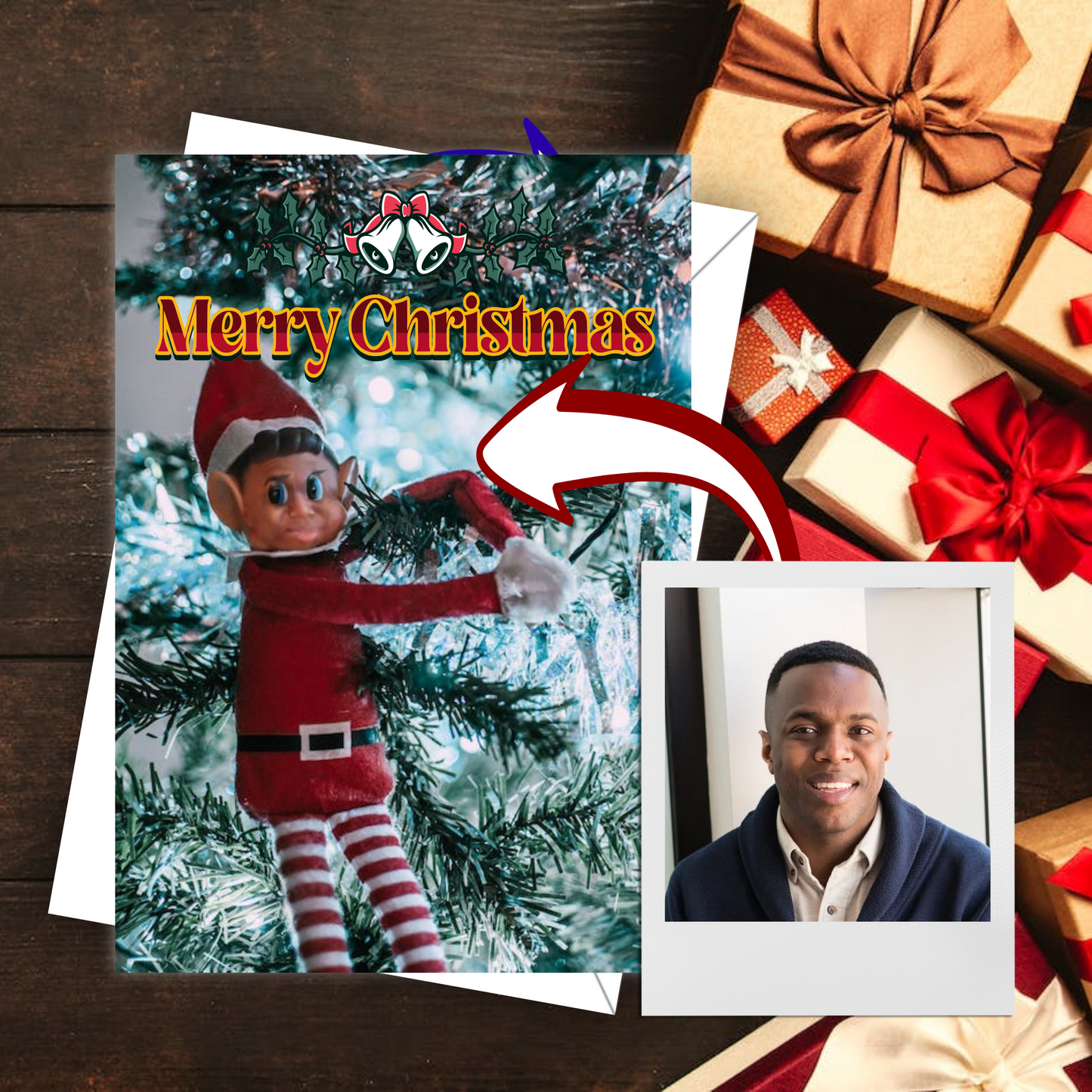Naughty Elf - Elf on the Shelf Christmas Card