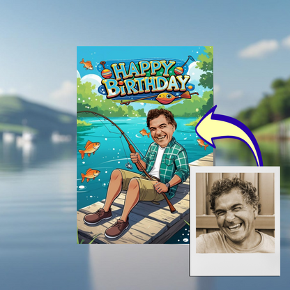 Fisherman - Fishing Lake Card