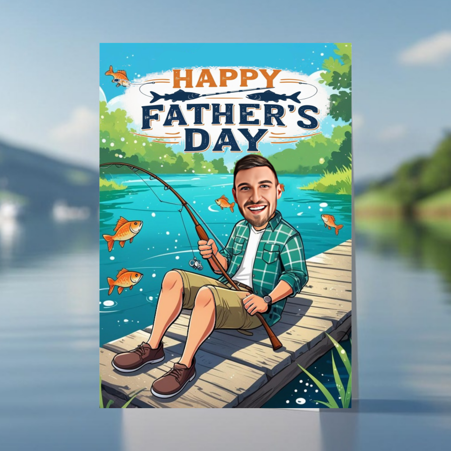 Fisherman - Fishing Lake Card