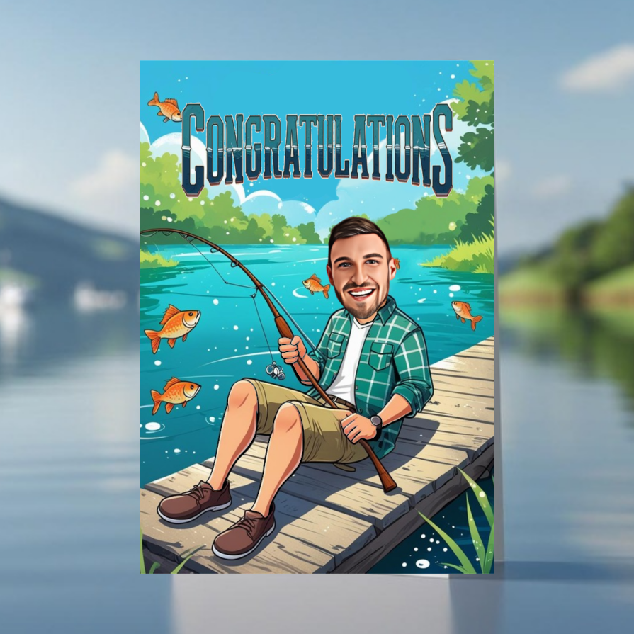 Fisherman - Fishing Lake Card
