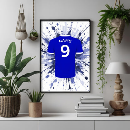 Personalised Football Shirt Print – Custom Name & Number Football Poster