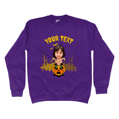 Ghostly  Pumpkin Halloween Sweatshirt | Funny Trick or Treat - Halloween Party Jumper / Sweater