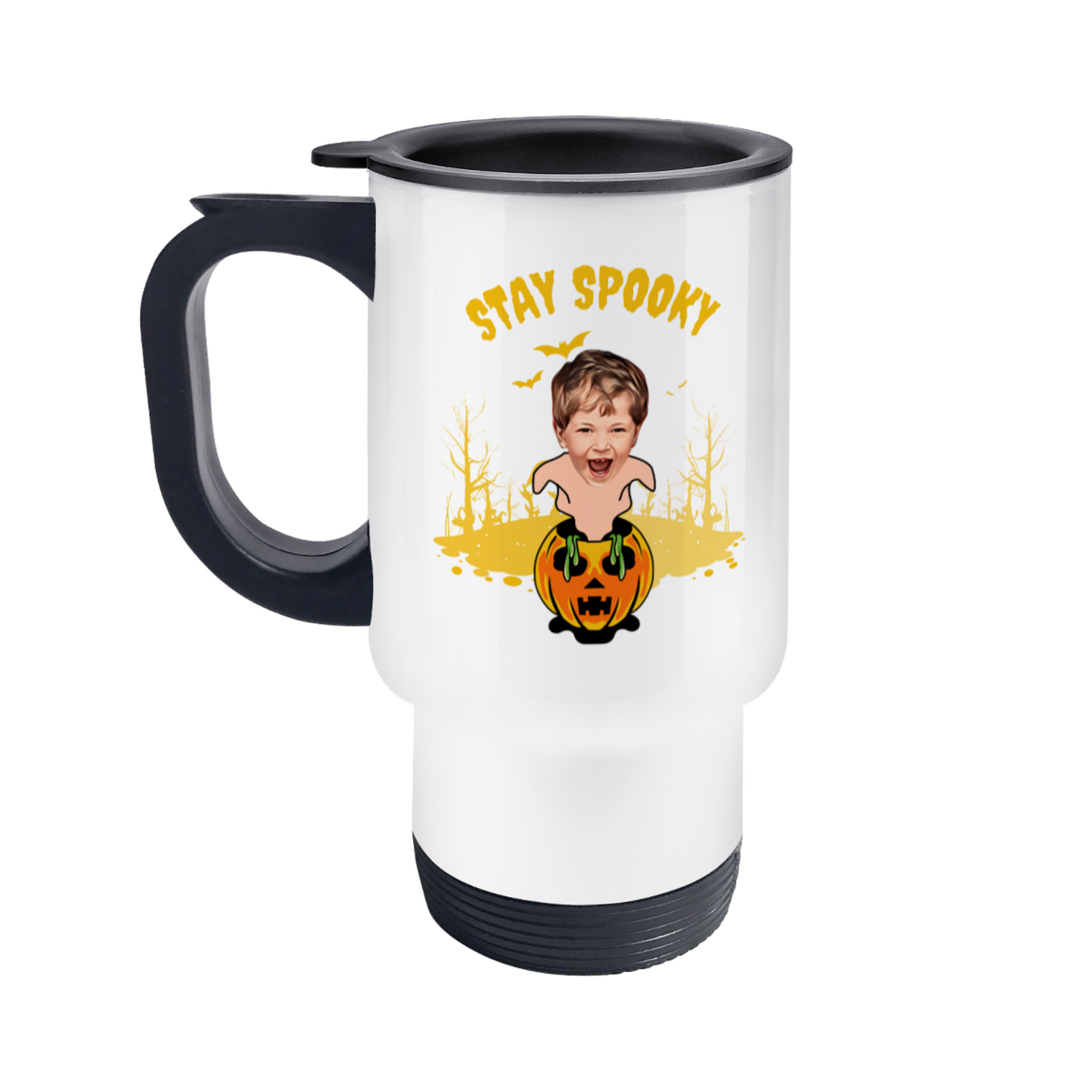 Ghostly Pumpkin Travel Mug | 14oz Stainless Steel Travel Mug