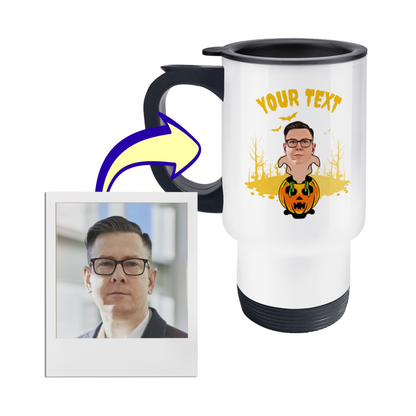 Ghostly Pumpkin Travel Mug | 14oz Stainless Steel Travel Mug