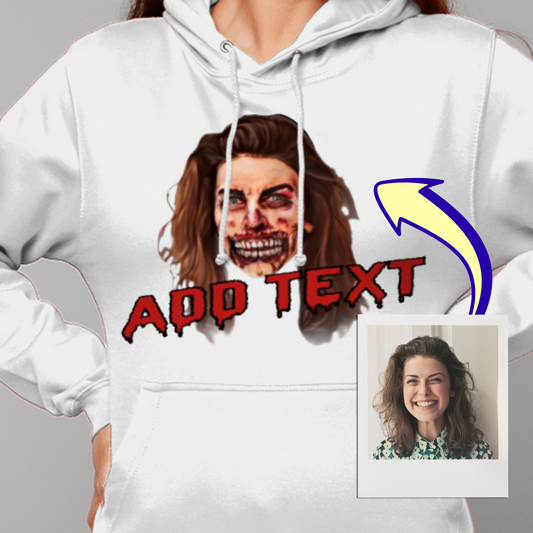 Zombie Face Halloween Hoodie | Funny Trick or Treat - Halloween Party Pull over Hoodie