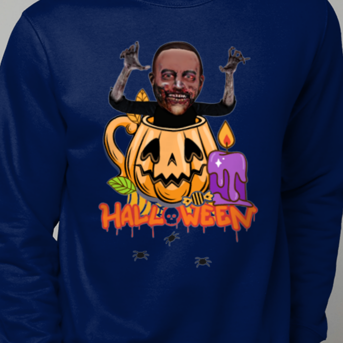 Zombie Halloween Pumpkin Sweatshirt | Funny Trick or Treat - Halloween Party Jumper / Sweater