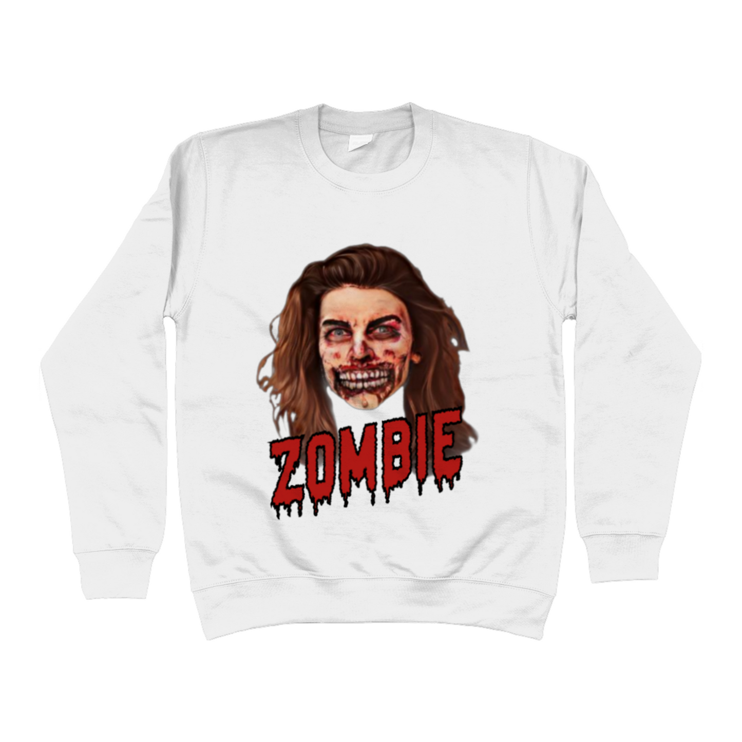 Zombie Face Halloween Sweatshirt | Funny Trick or Treat - Halloween Party Jumper / Sweater
