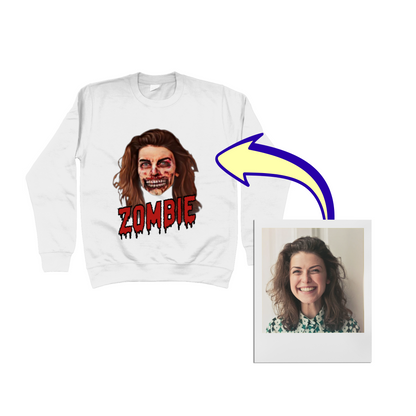 Zombie Face Halloween Sweatshirt | Funny Trick or Treat - Halloween Party Jumper / Sweater