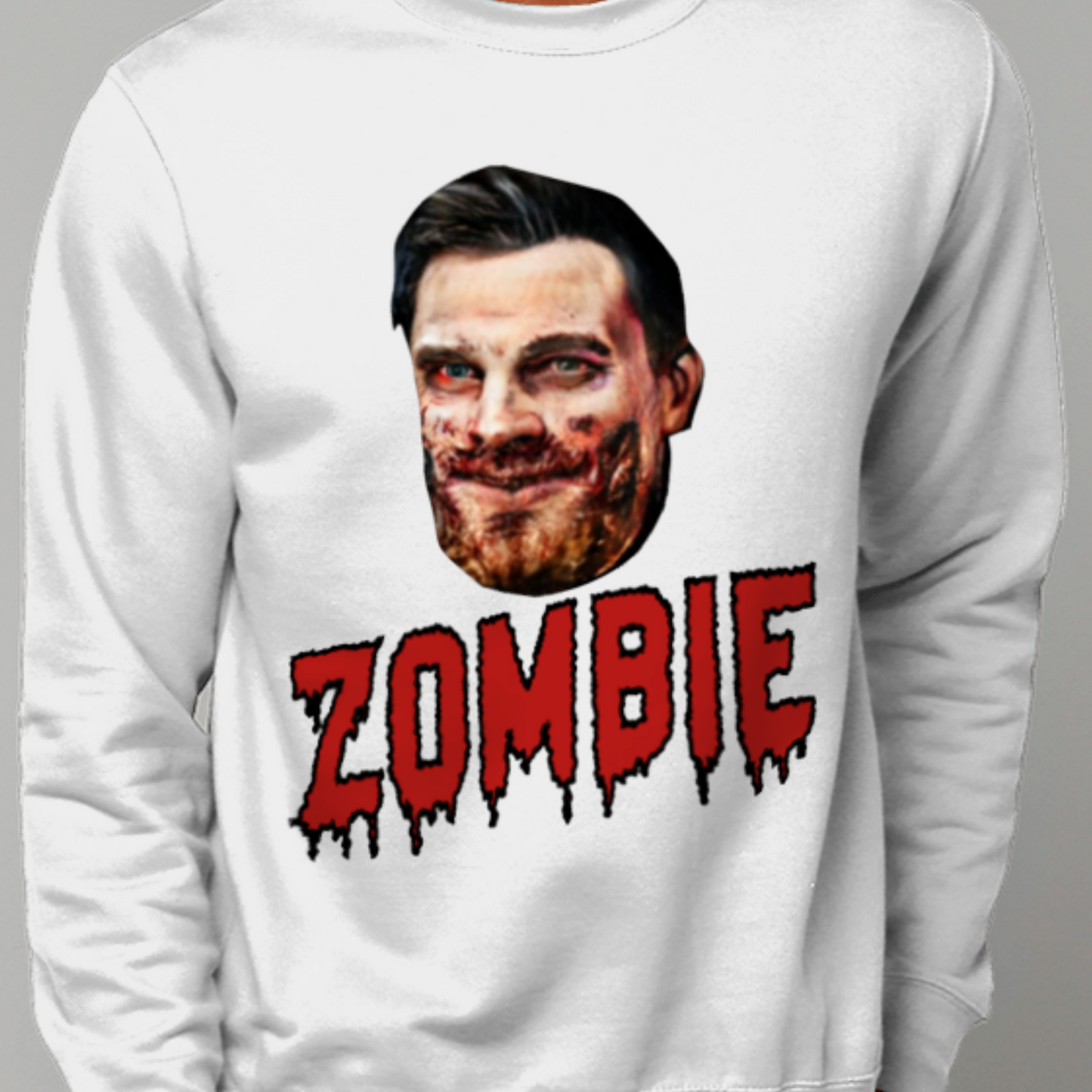 Zombie Face Halloween Sweatshirt | Funny Trick or Treat - Halloween Party Jumper / Sweater